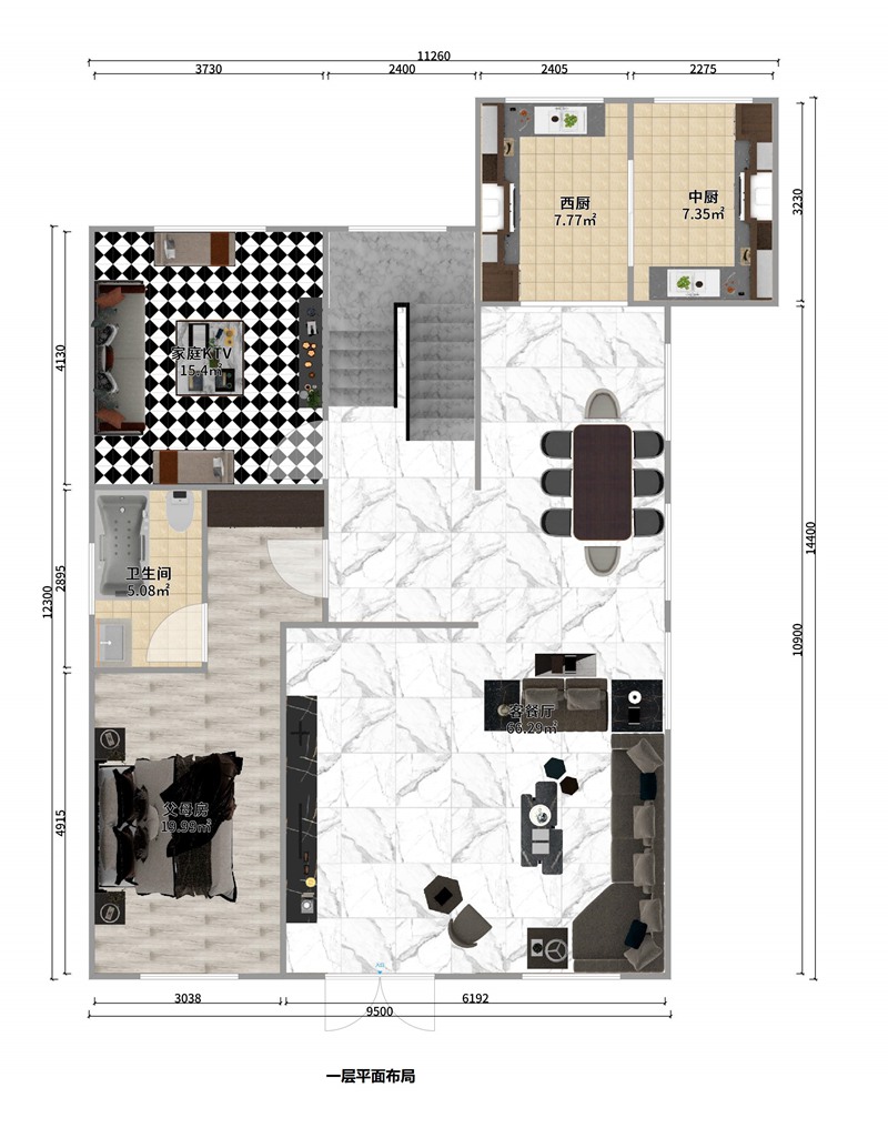 三層中式風(fēng)格輕鋼別墅戶型+建房配置表【版權(quán)戶型】(圖2)